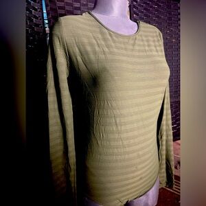 Leotard green stripe long sleeve
